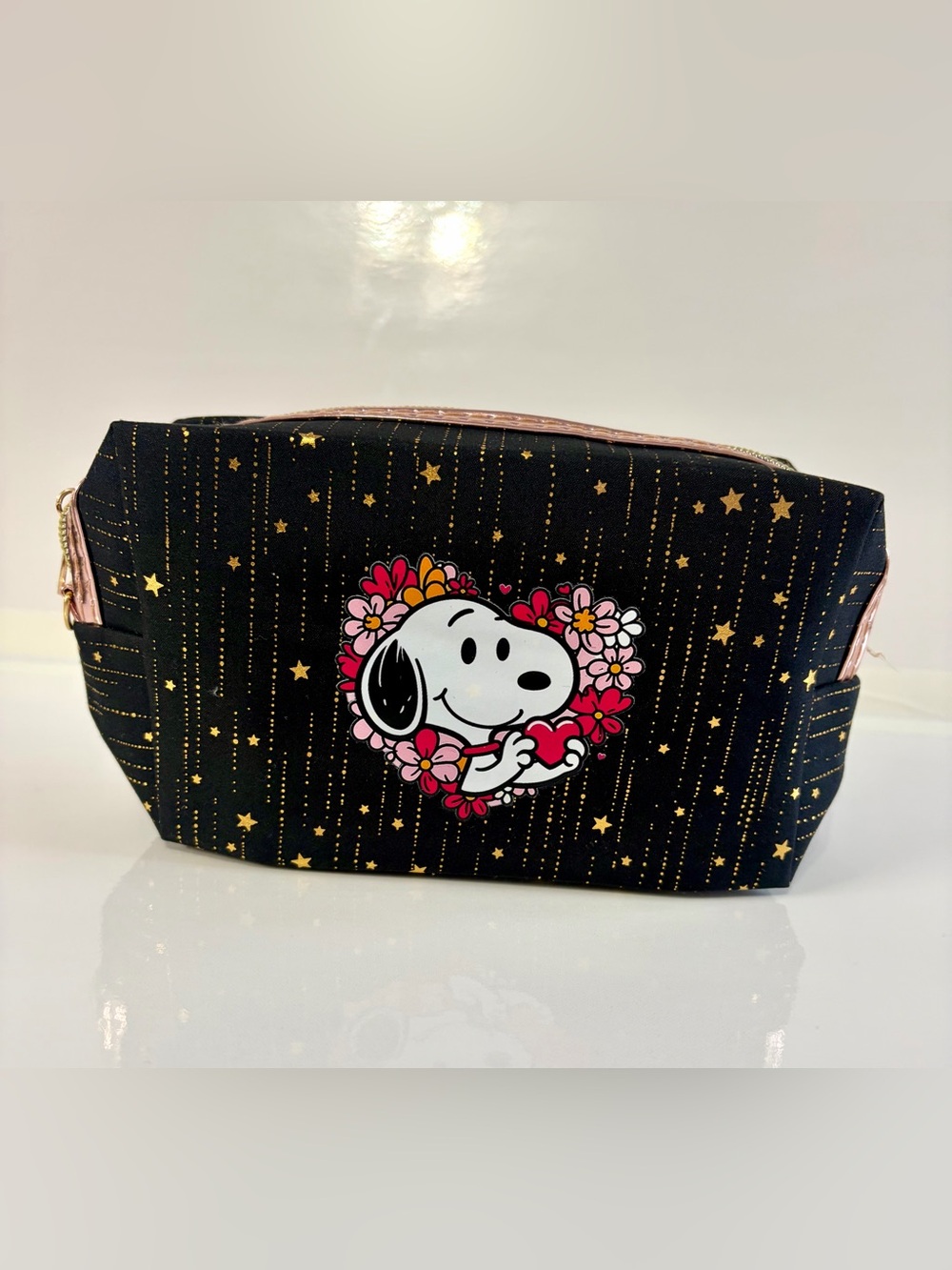 Snoopy Black & Gold makeup bag